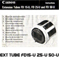 Click to download Canon Extension Tubes FD 15-U, FD 25-U, FD 50-U user's manual.