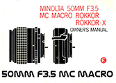 Click to download Minolta 50mm f/3.5 MC Macro Rokkor & Rokkor-X user's manual.