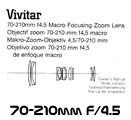 Click to download Vivitar 70-210mm f/4.5 user's manual.